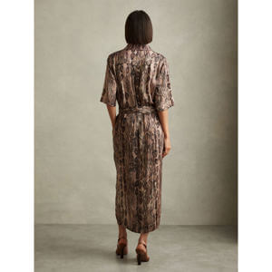 REISS FARAH Snake Print Belted Midi Dress